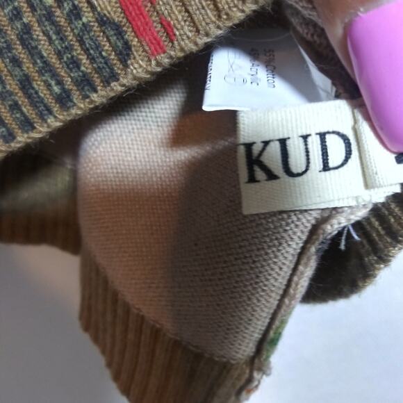 BuyKud Round Neck Fish Print Knitted Long Sleeve Lightweight Sweater Size M - Picture 8 of 9